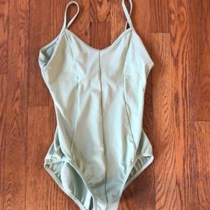 Sea foam green spaghetti strap leotard